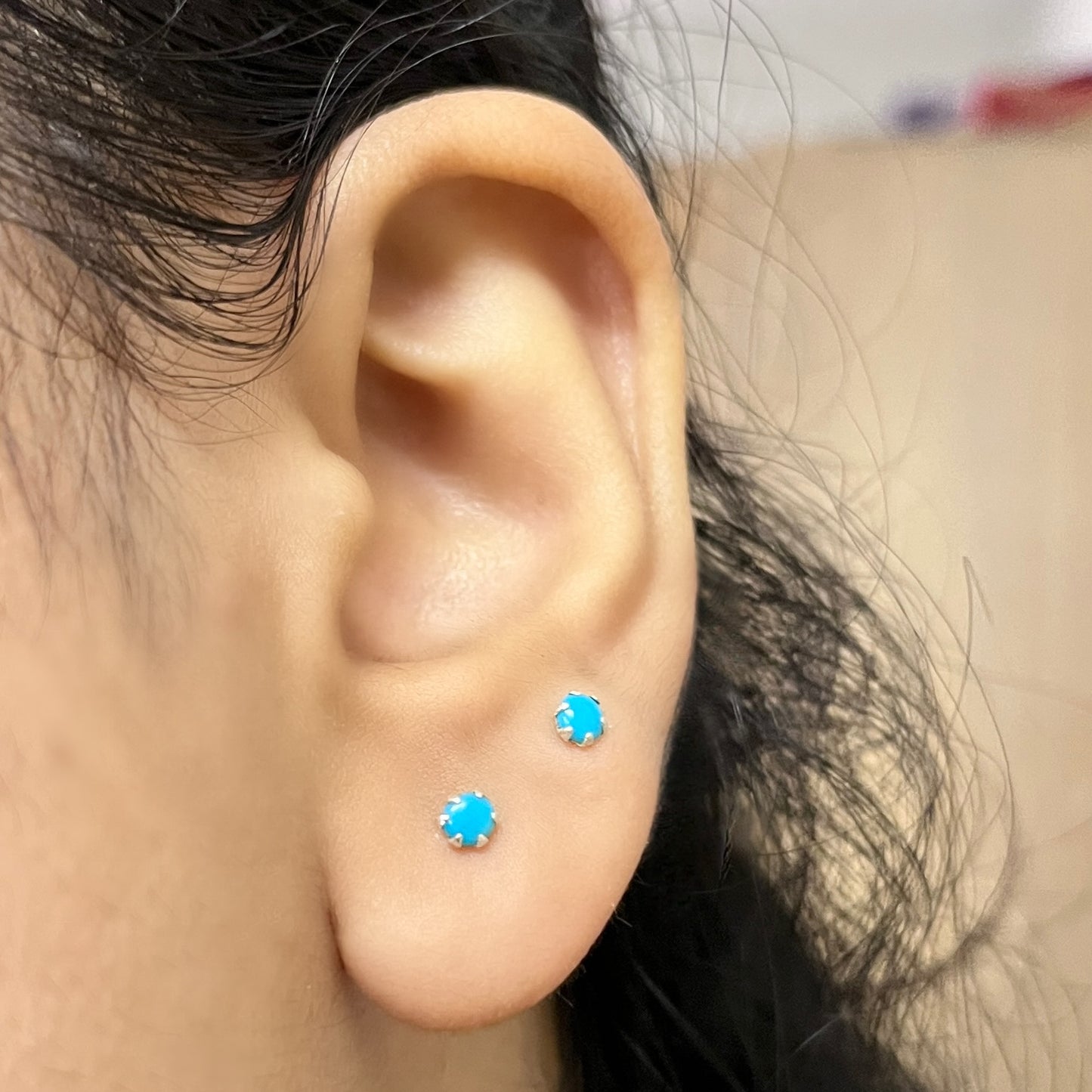 Pure Chandi Studs - Natural Gemstone