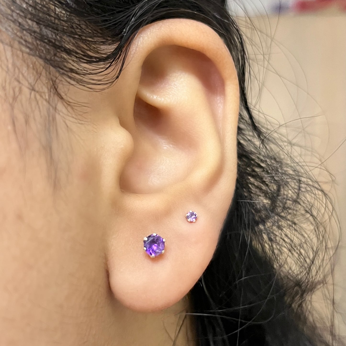 Pure Chandi Studs - Natural Gemstone