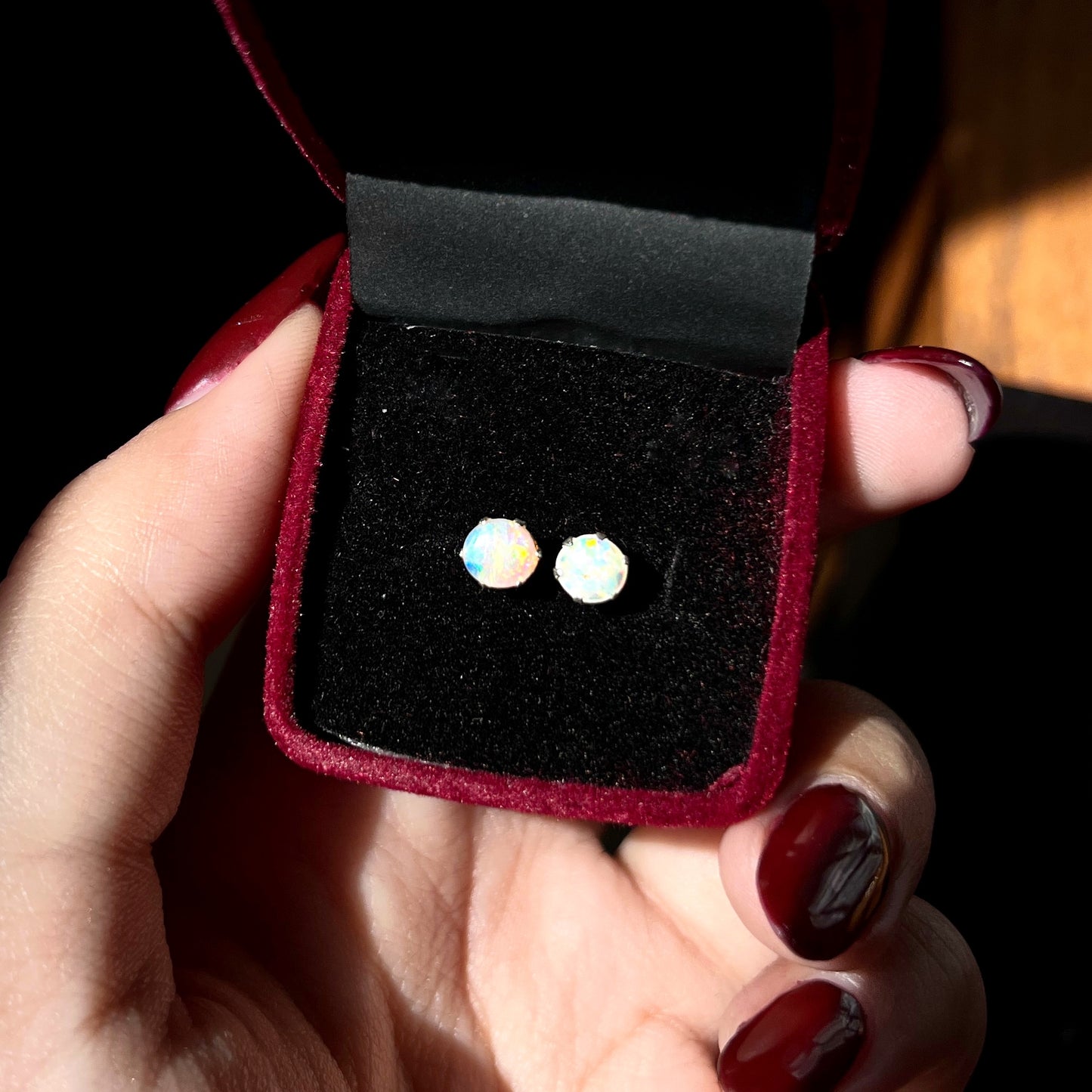 Pure Chandi Studs - Natural Gemstone