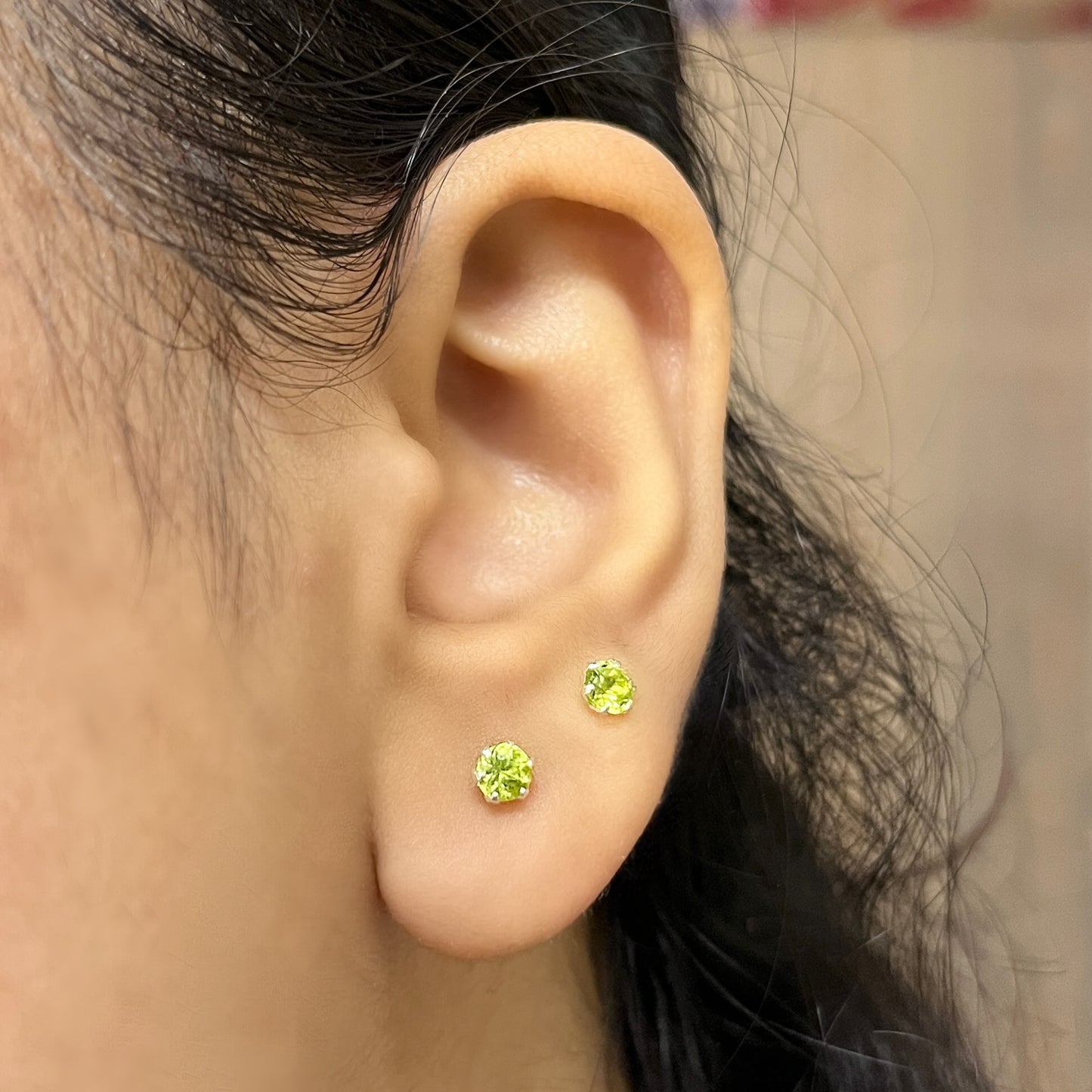 Pure Chandi Studs - Natural Gemstone