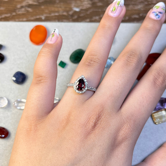 African Garnet - 925 Sterling Silver - Stone Ring