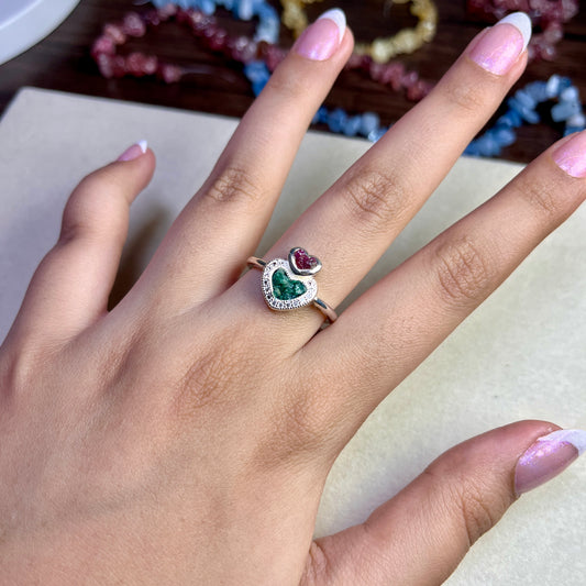 Ruby & Emerald- Crushed - Pure chandi- Ring