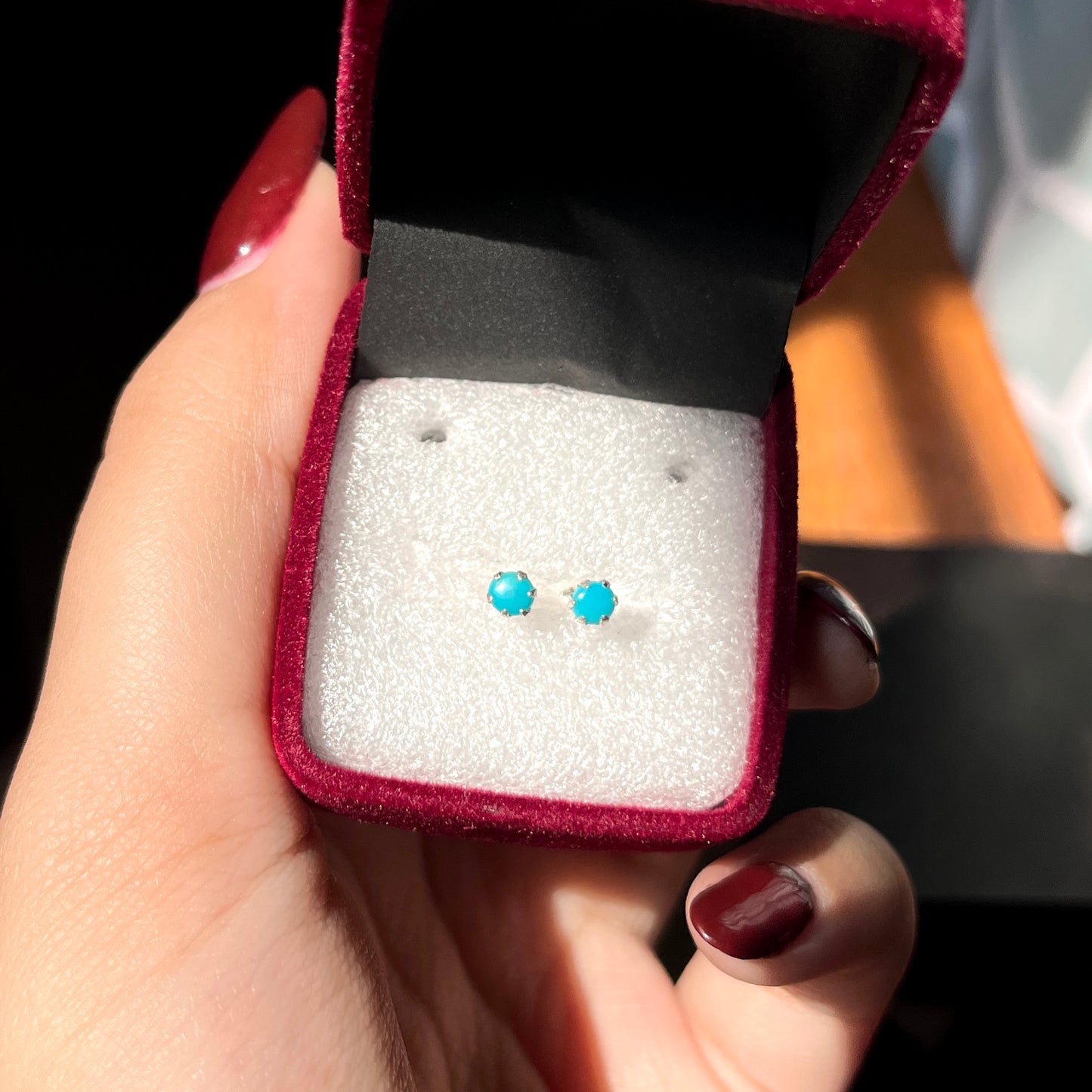 Pure Chandi Studs - Natural Gemstone