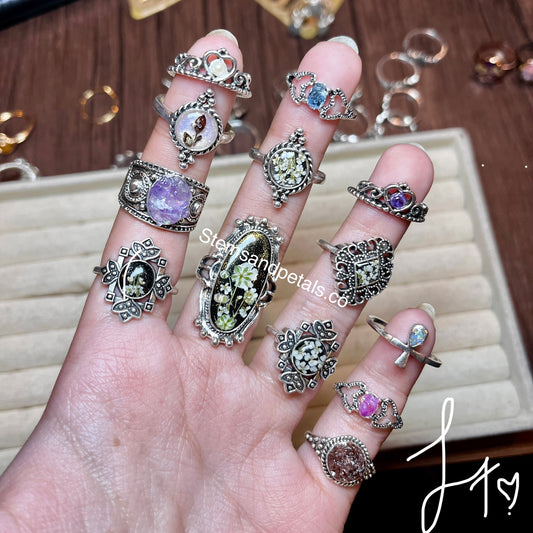 Vintage Rings Collection - Resin & Crushed Gemstones