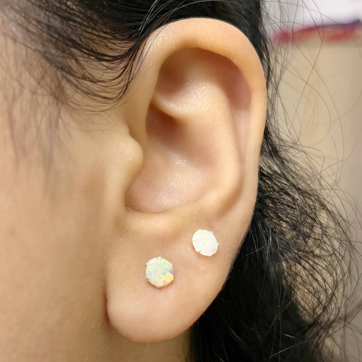 Pure Chandi Studs - Natural Gemstone
