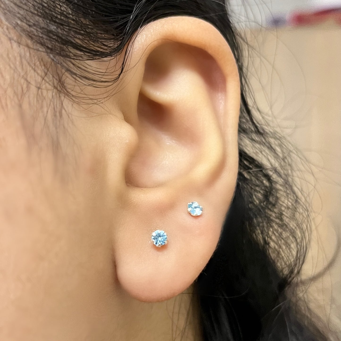 Pure Chandi Studs - Natural Gemstone