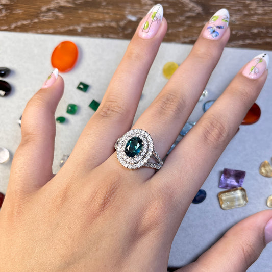 Indicolite Blue tourmaline - 925 Sterling Silver - Stone Ring