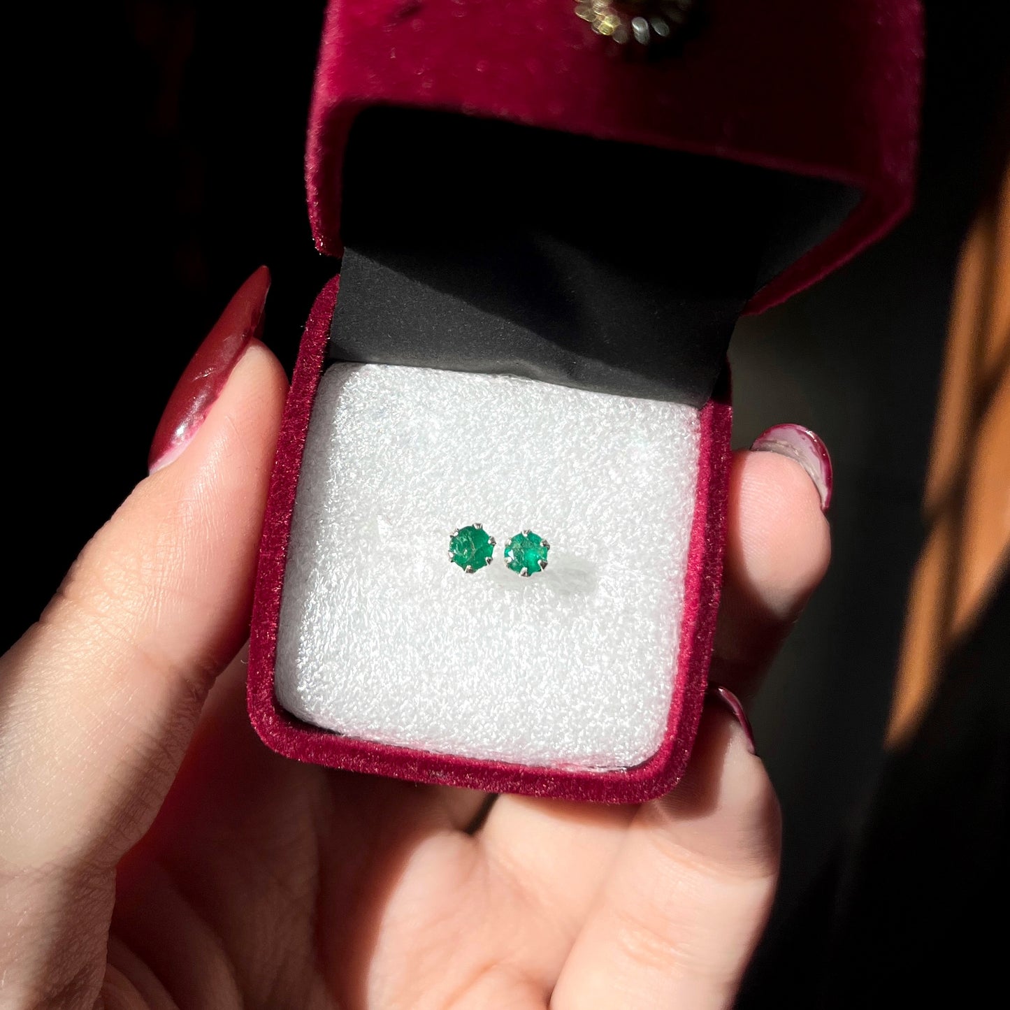 Pure Chandi Studs - Natural Gemstone