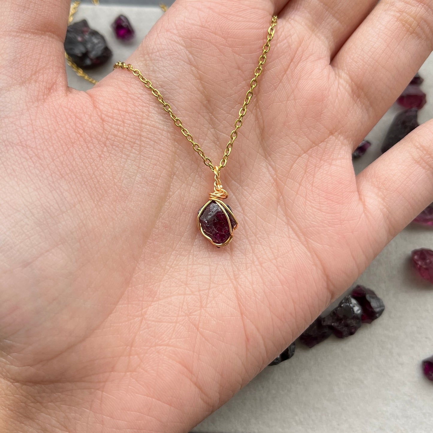 Raspberry Garnet - Freestyle - Raw - Stone Pendant