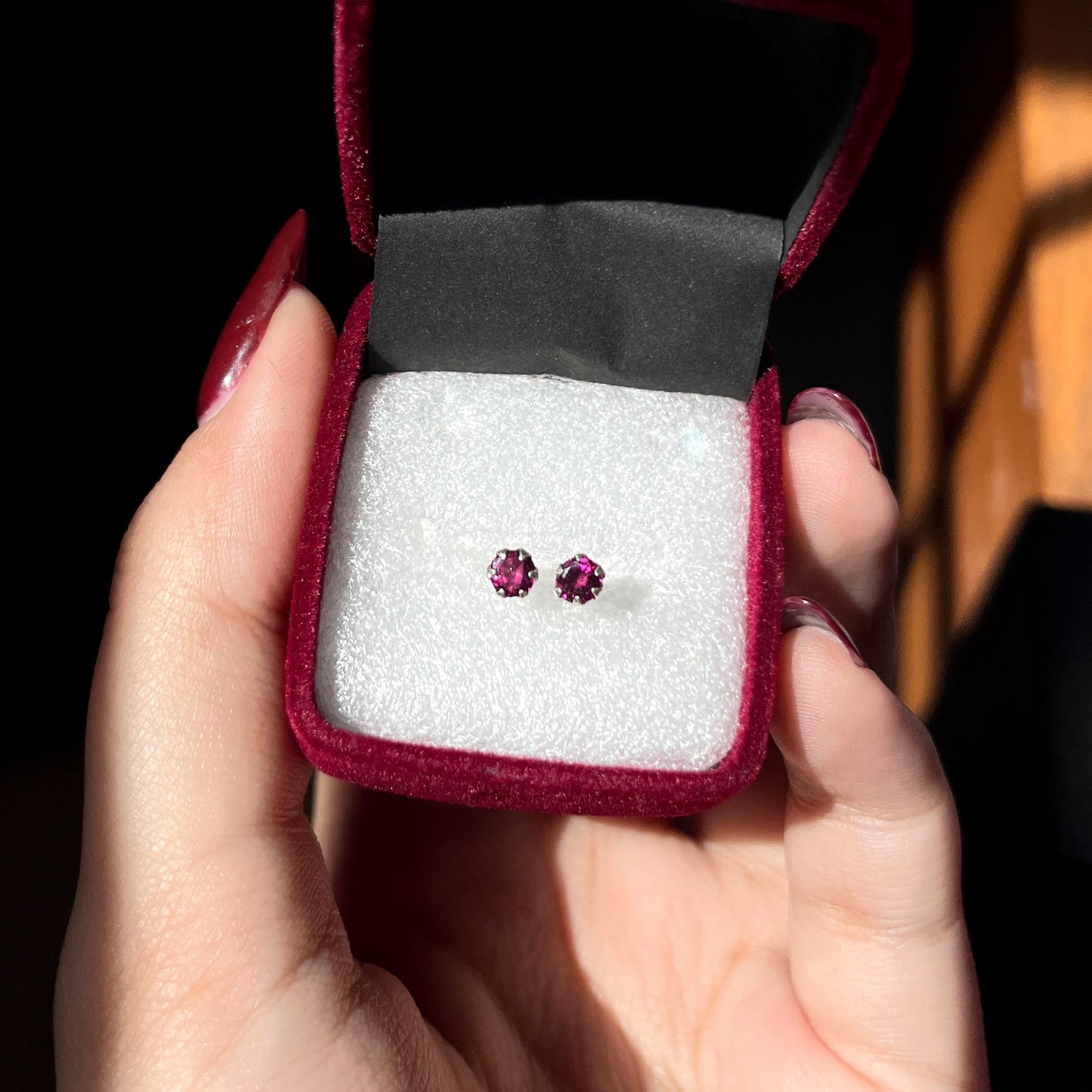 Pure Chandi Studs - Natural Gemstone