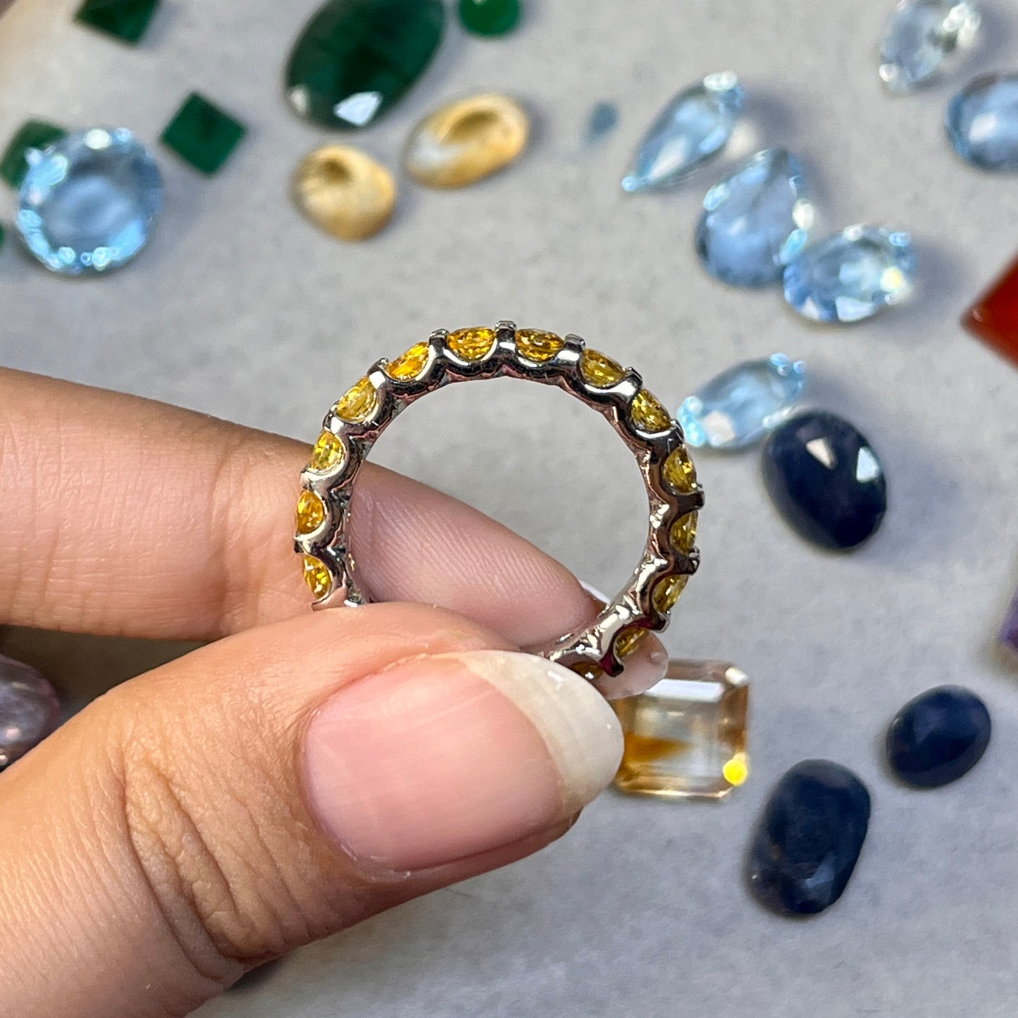 Madagascar Yellow Sapphire - 925 Sterling Silver - Eternity Band