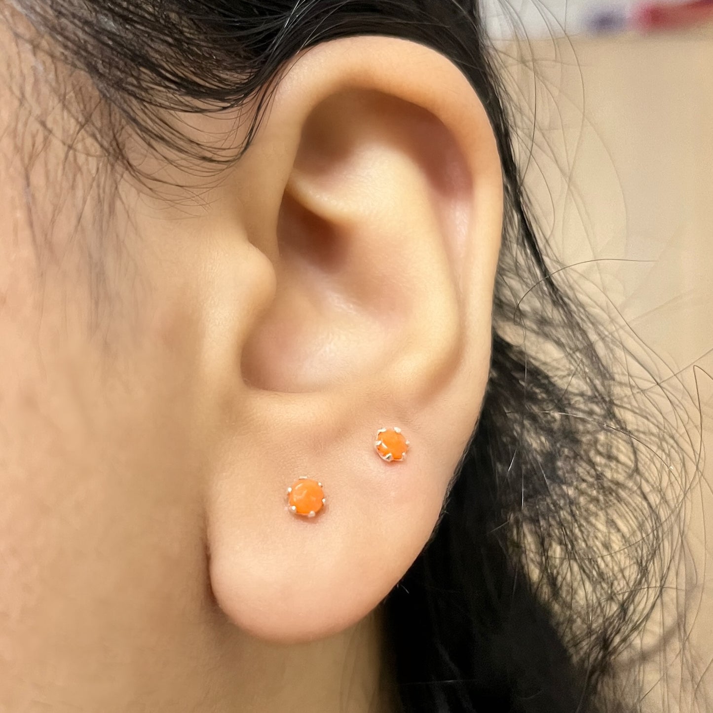 Pure Chandi Studs - Natural Gemstone