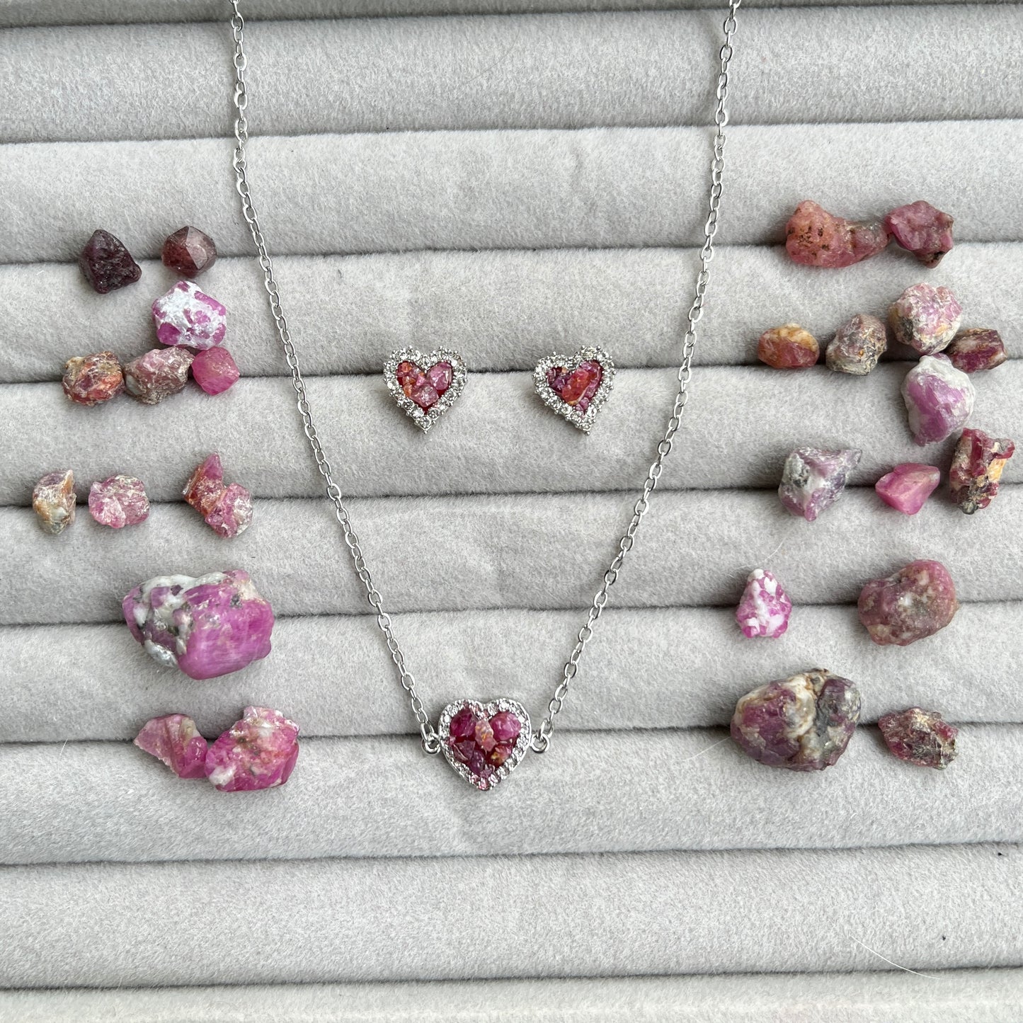 Ruby - Raw - Crushed - Heart Set