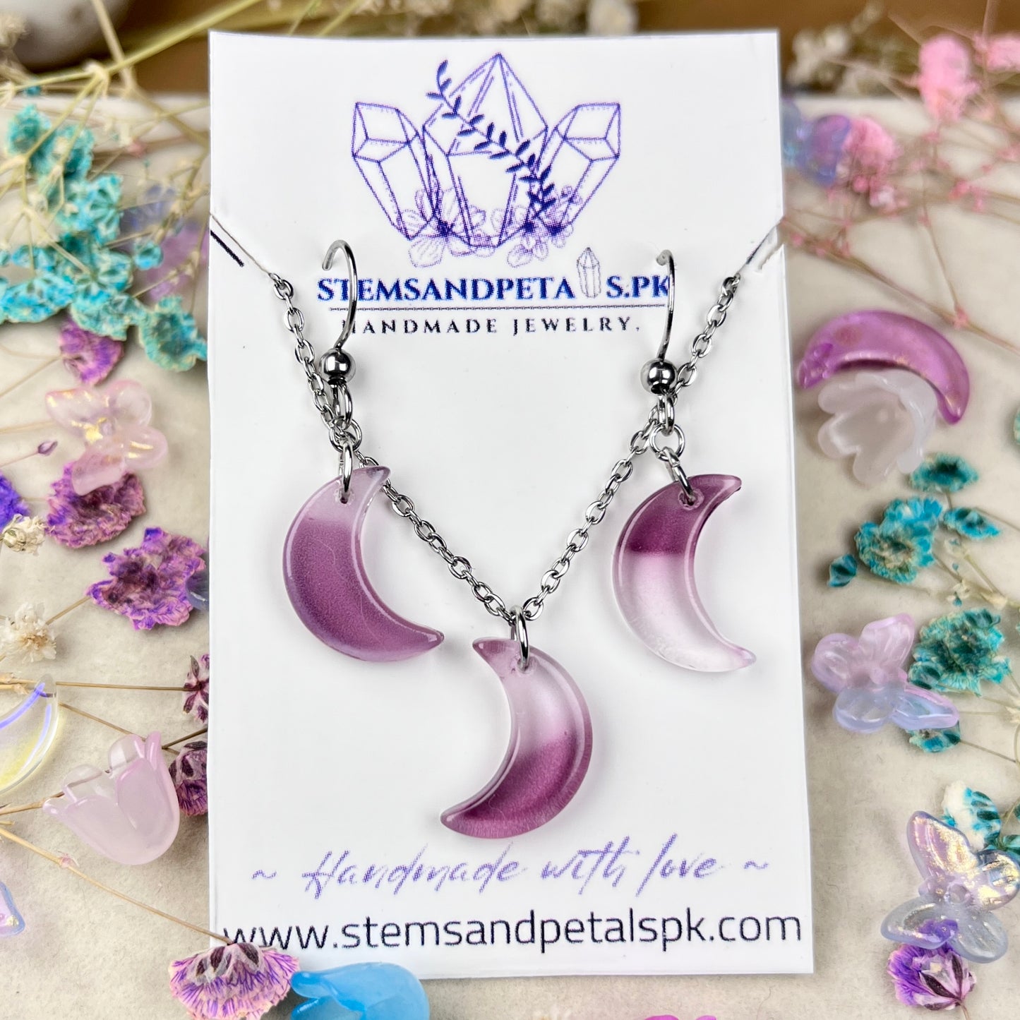Acrylic Moon Charm Jewelry Set