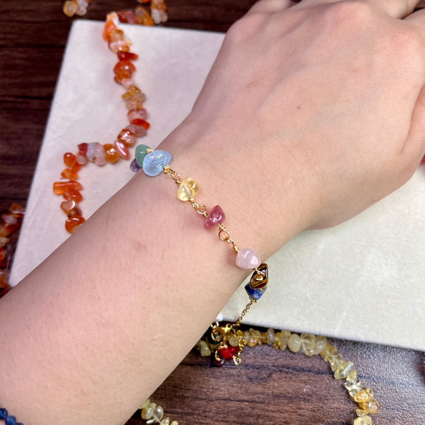 Tumbled multi - Stone Payal - Anklets