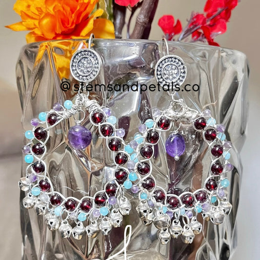 Tumbled Stone Handmade Braided Jhumkas