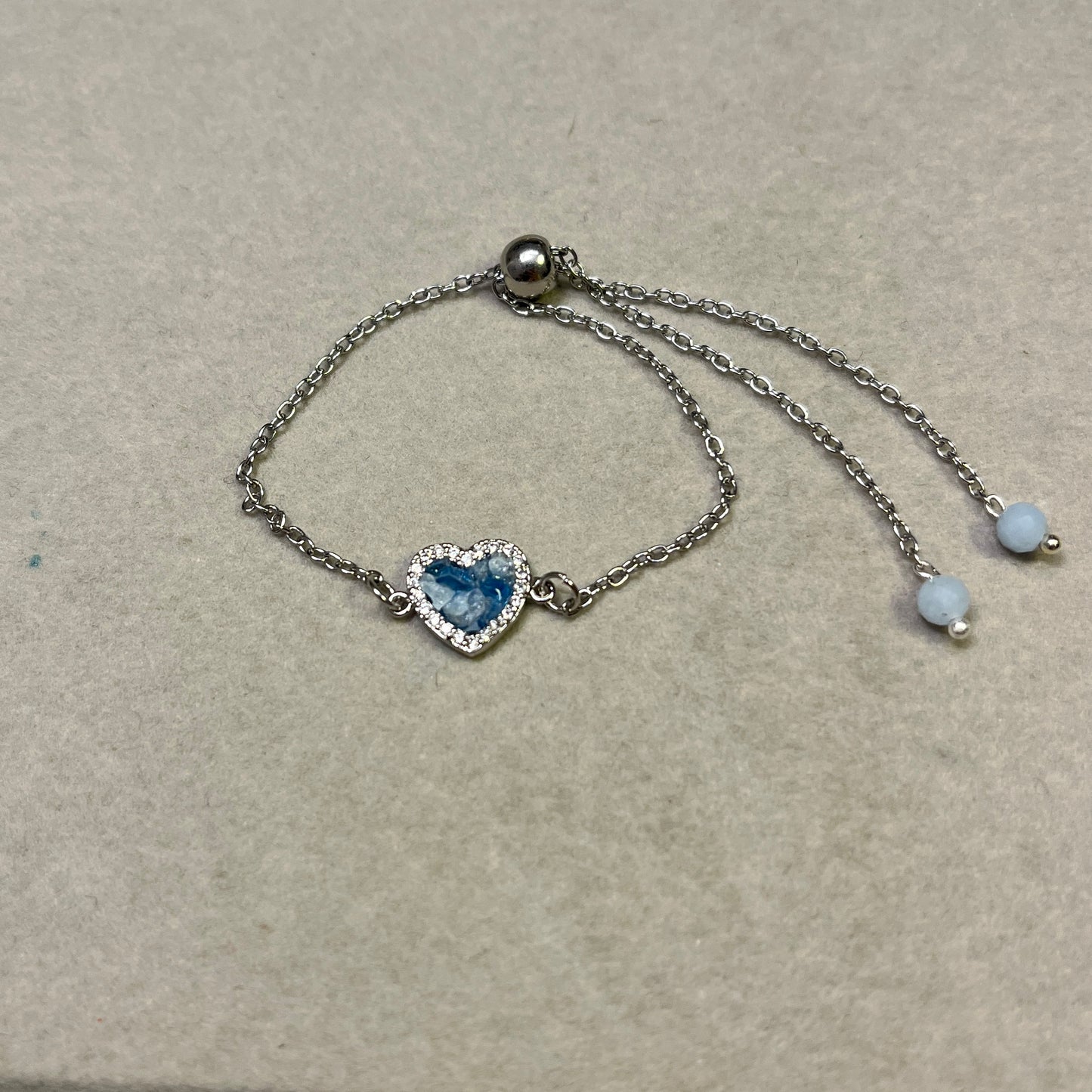 Crushed Stone Heart bracelets- Platinum Plated - Collection
