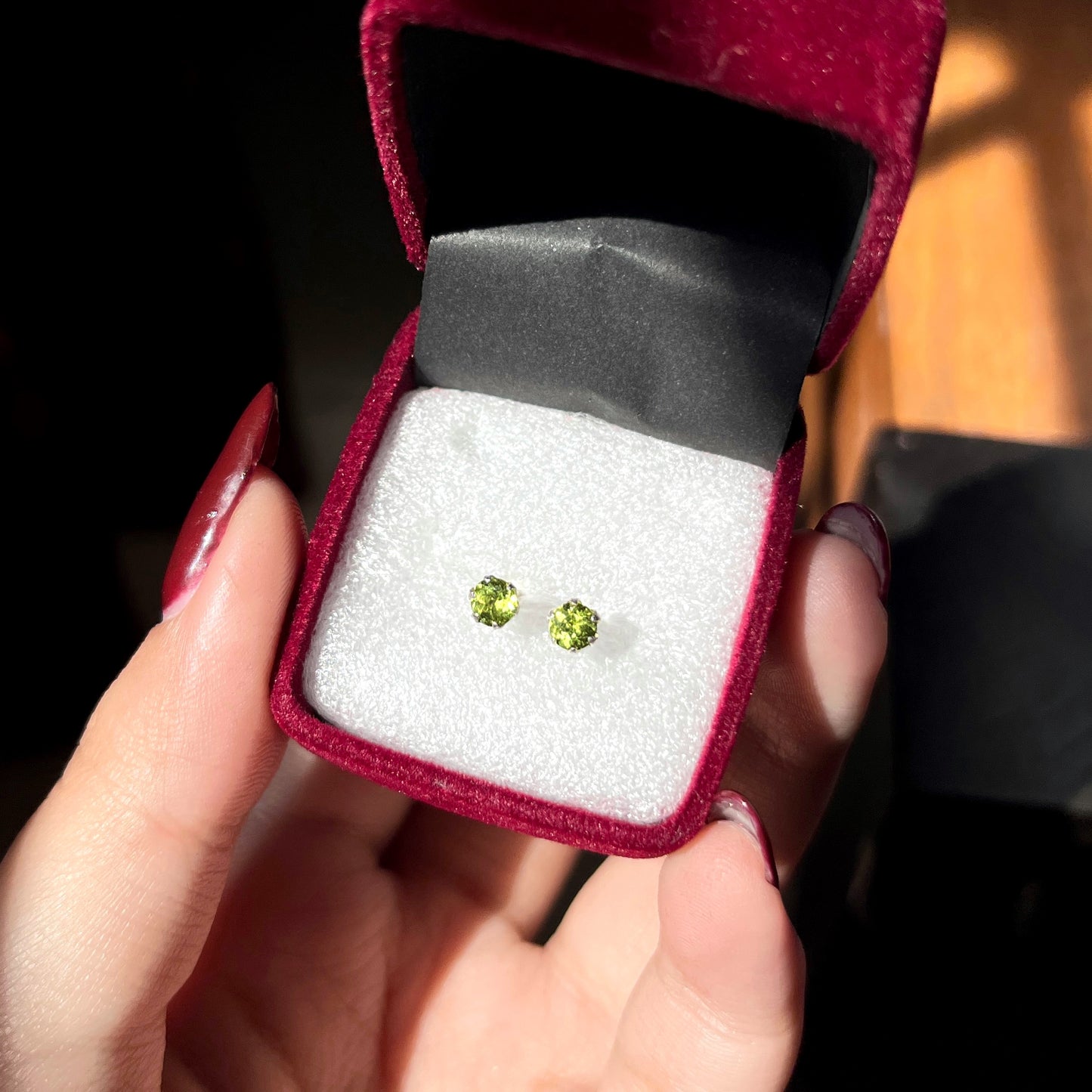 Pure Chandi Studs - Natural Gemstone