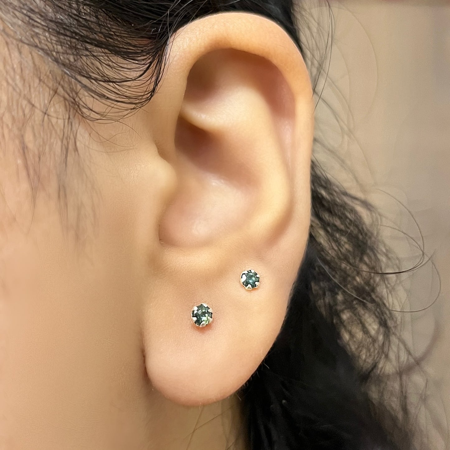 Pure Chandi Studs - Natural Gemstone