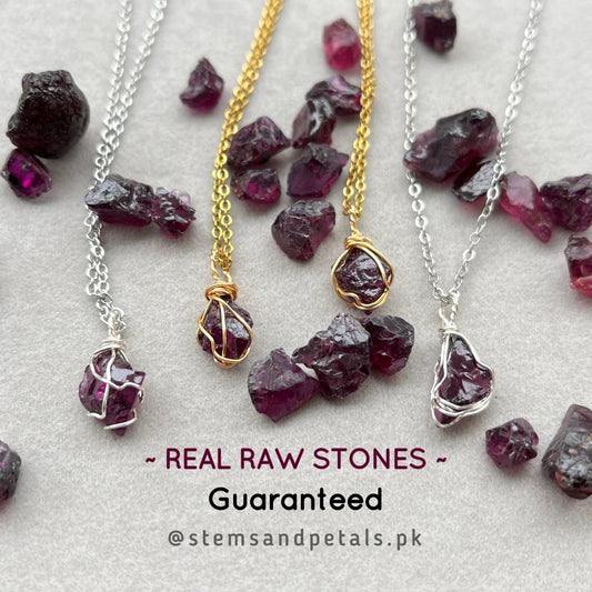 Raspberry Garnet - Freestyle - Raw - Stone Pendant