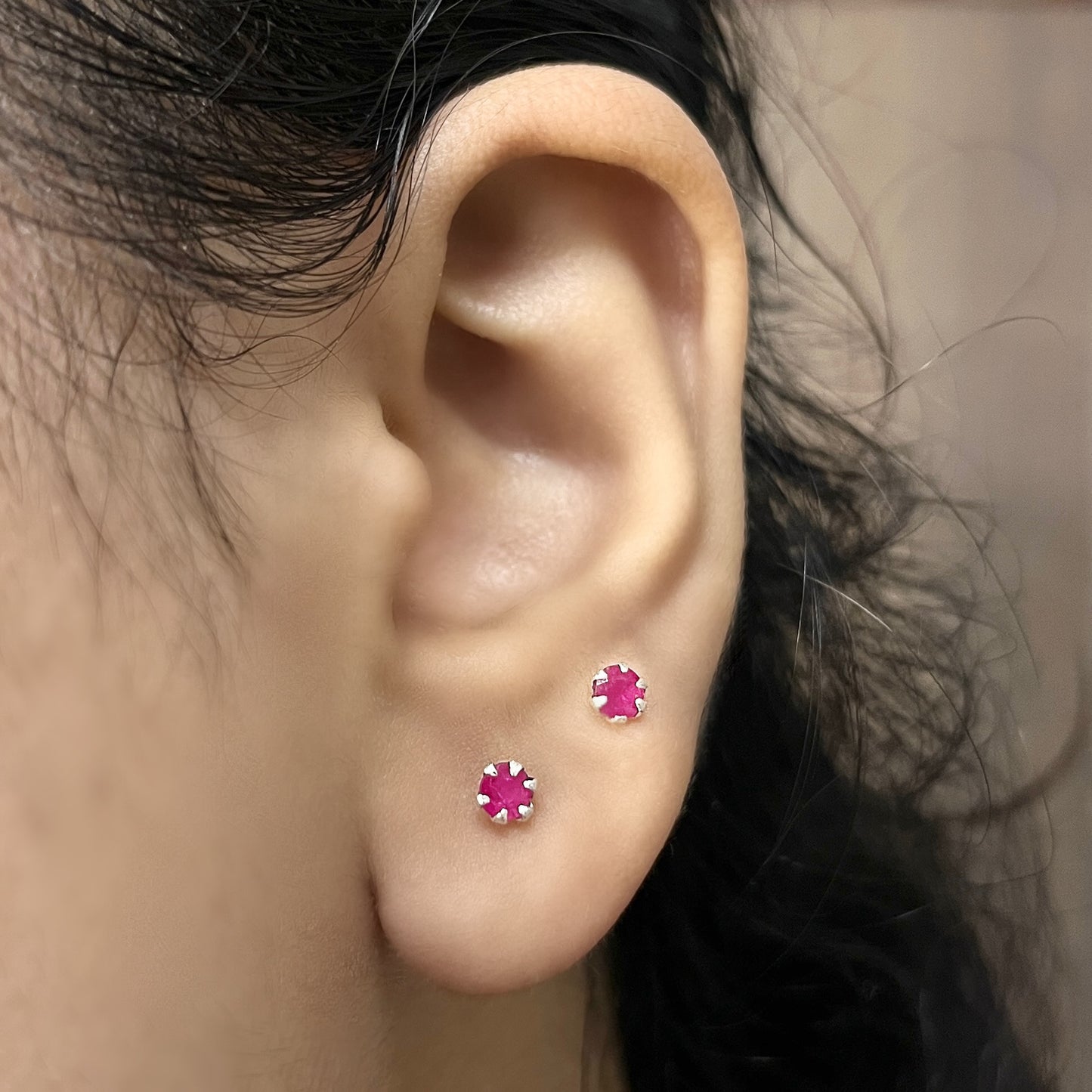 Pure Chandi Studs - Natural Gemstone