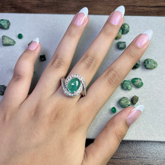 Panjhsir Emerald - 925 Sterling Silver - Ring