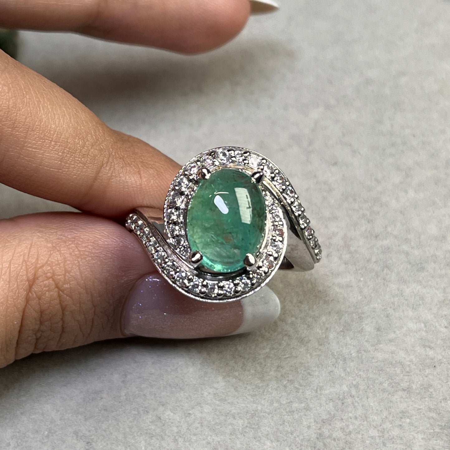 Panjhsir Emerald - 925 Sterling Silver - Ring