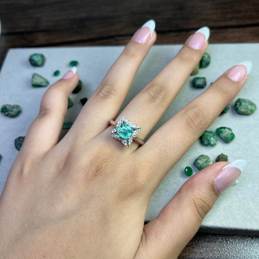 Panjhsir Emerald - 925 Sterling Silver - Ring