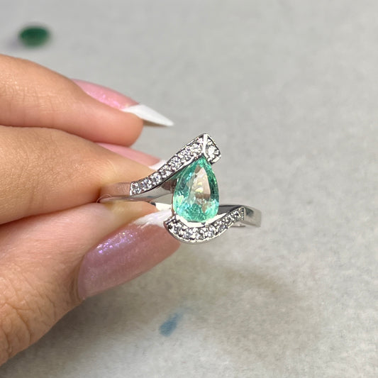 Panjhsir Emerald - 925 Sterling Silver - Ring