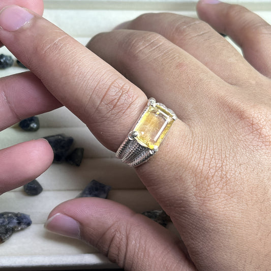 Brazilian Citrine - Pure Chandi - Men's - Stone Ring