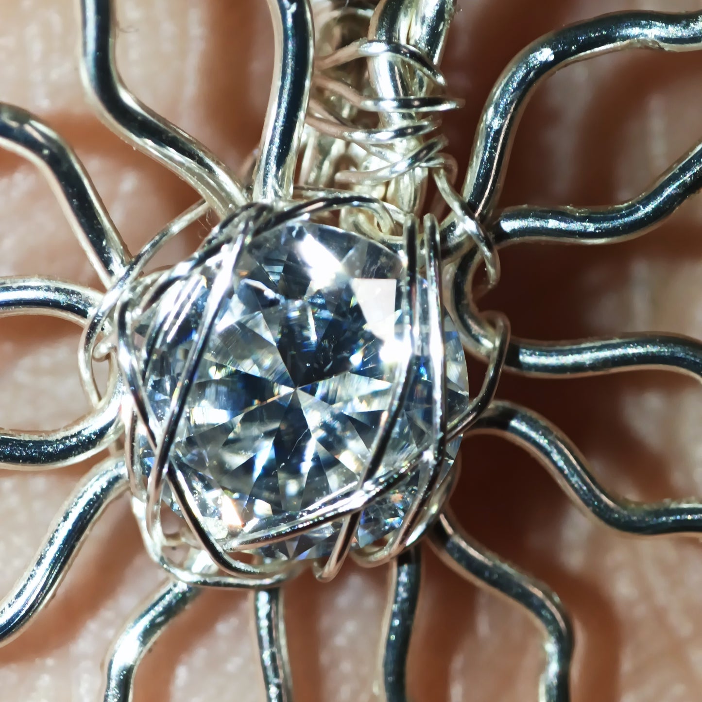 moissanite - flower - Cut - Stone Pendant