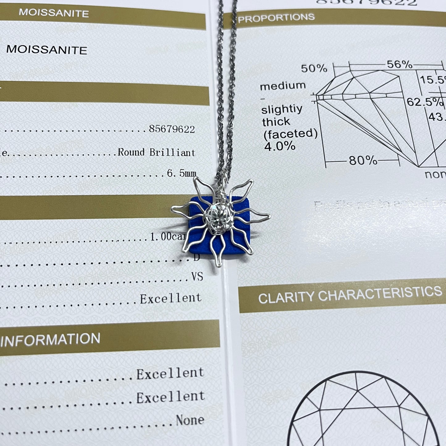 moissanite - flower - Cut - Stone Pendant