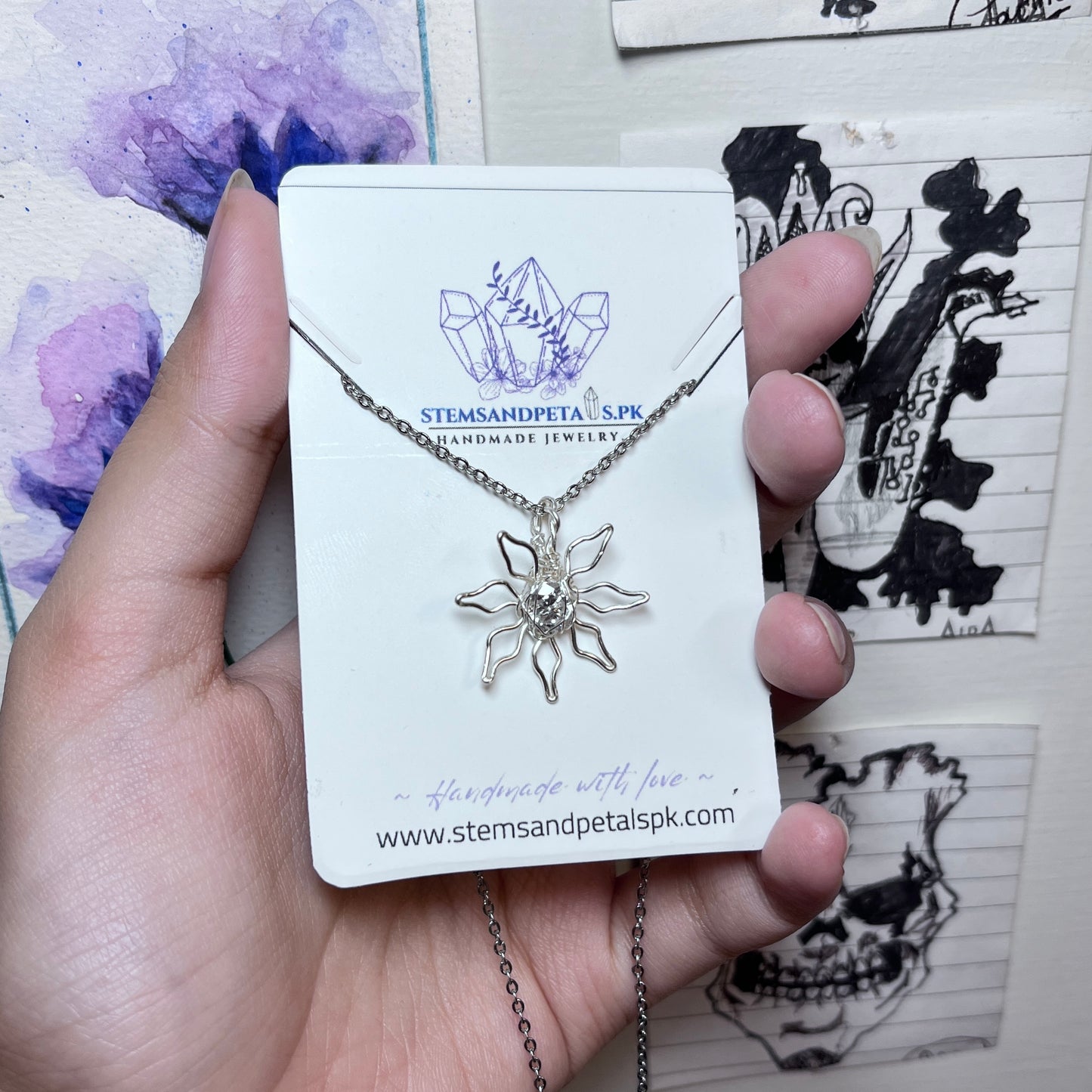 moissanite - flower - Cut - Stone Pendant