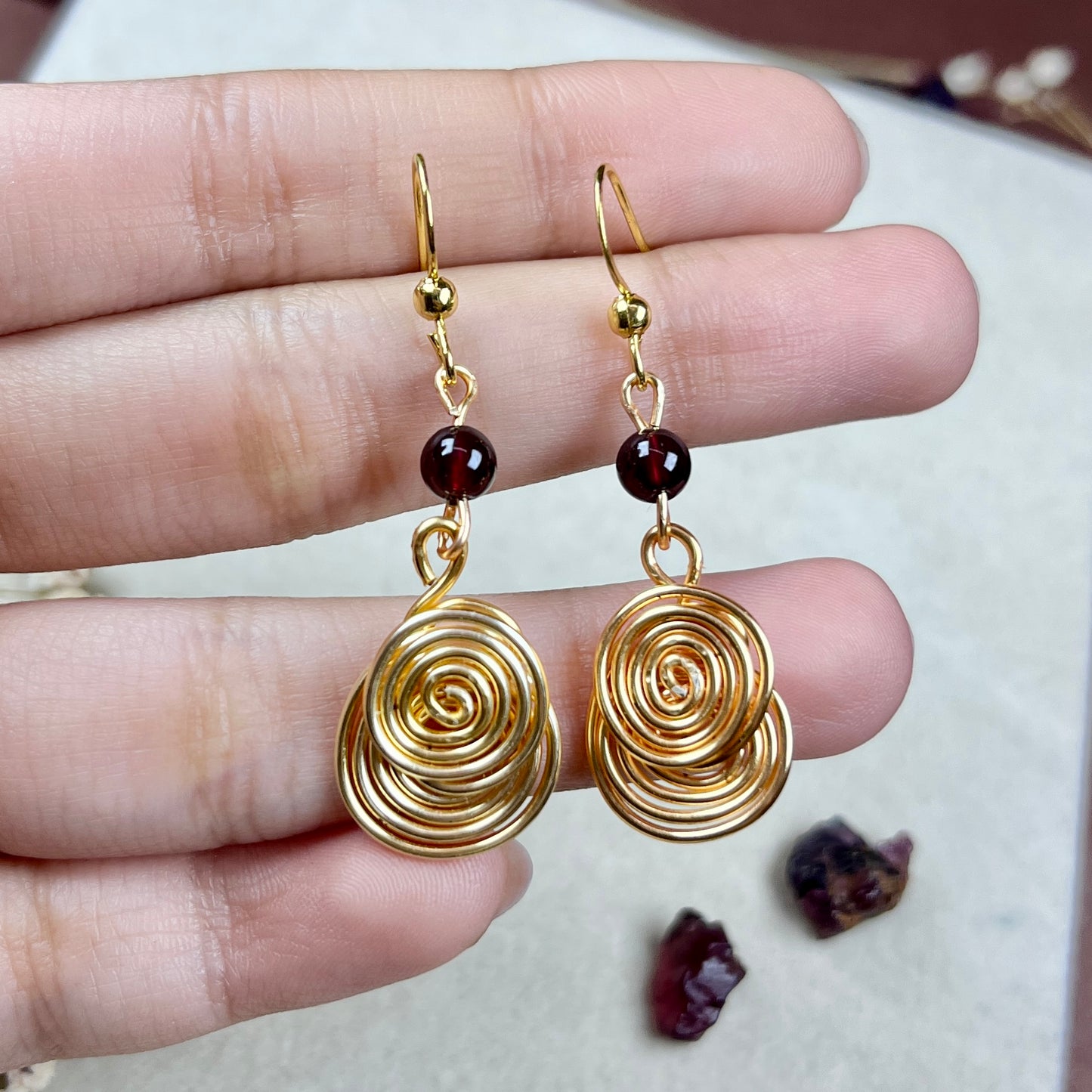 Spiral Garnet - Stone Jewelry Set