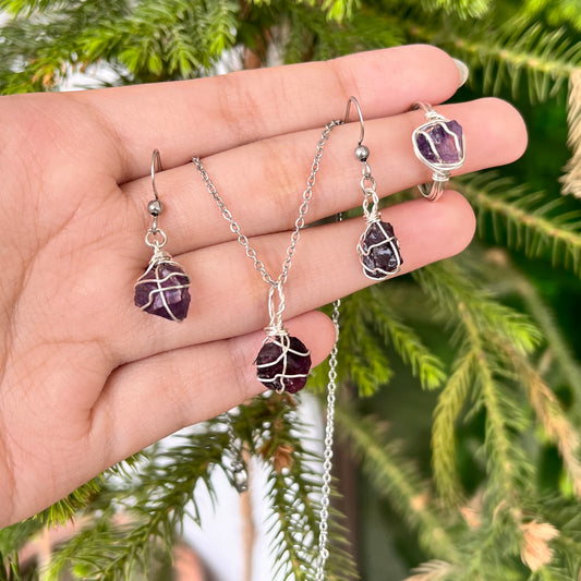Amethyst Raw - Jewelry Set
