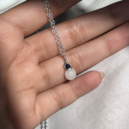 Rose Quartz - Lapis Lazuli - Faceted - Stone - Pendant