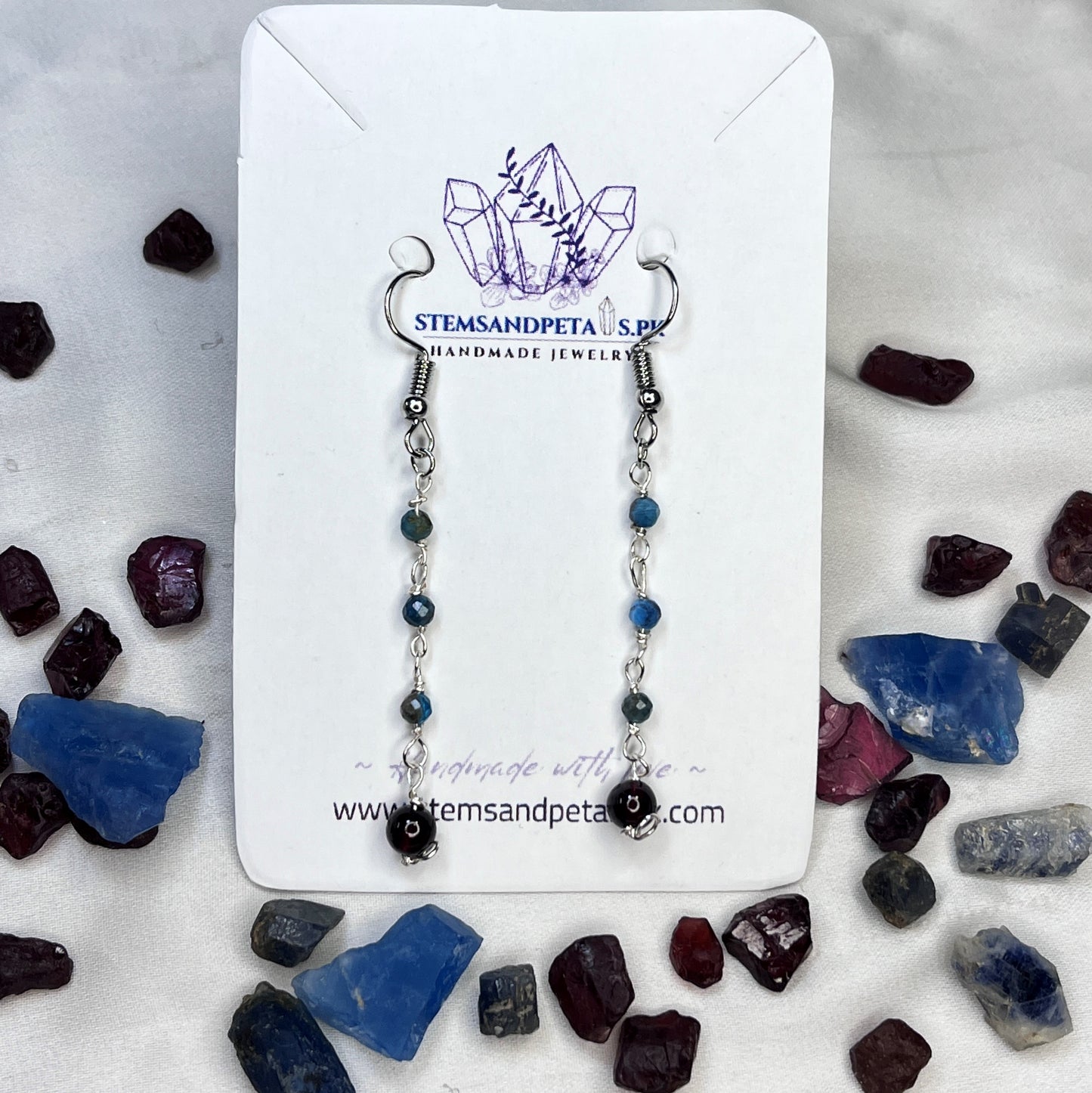Sapphire - Garnet - Stone - Earrings - Necklace