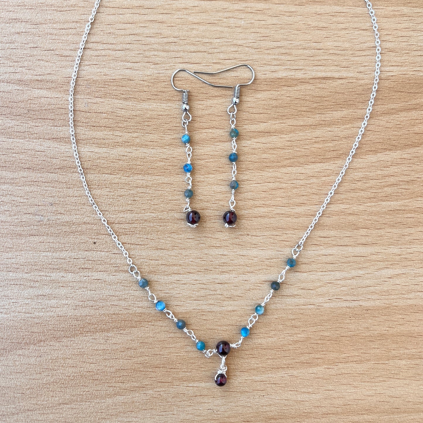 Sapphire - Garnet - Stone - Earrings - Necklace