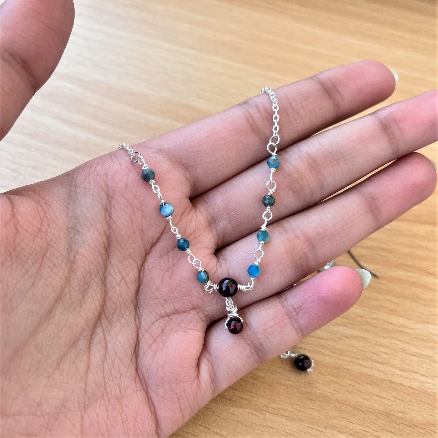 Sapphire - Garnet - Stone - Earrings - Necklace
