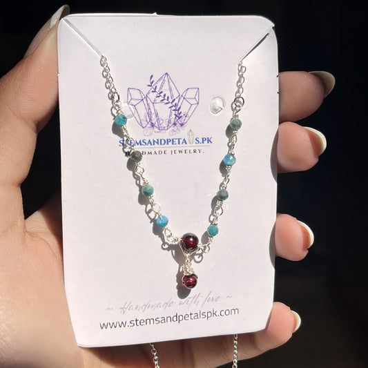 Sapphire - Garnet - Stone - Earrings - Necklace