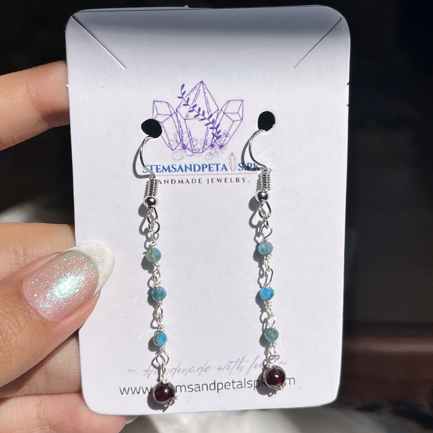 Sapphire - Garnet - Stone - Earrings - Necklace