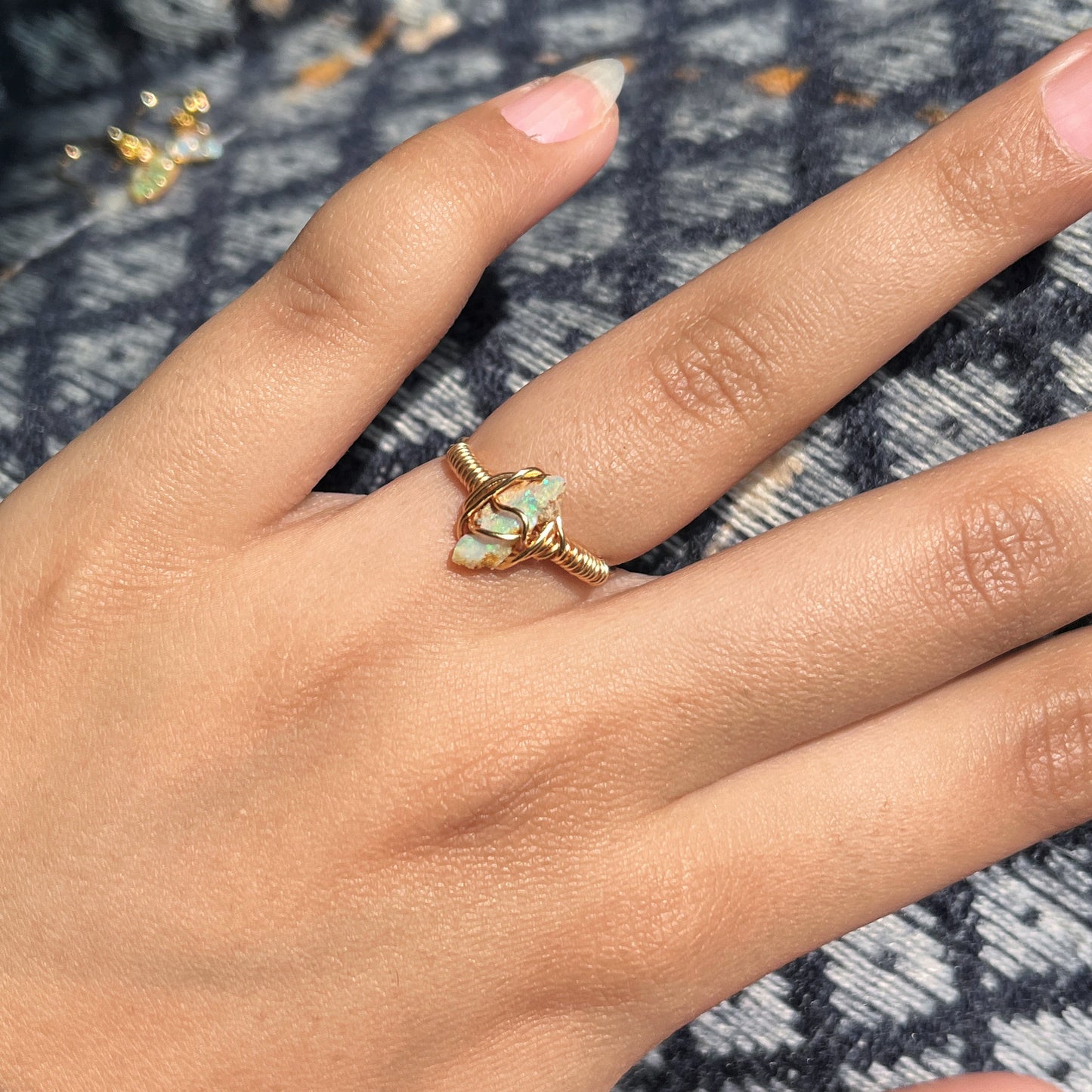 Opal - Raw - Stone - Jewelry Set