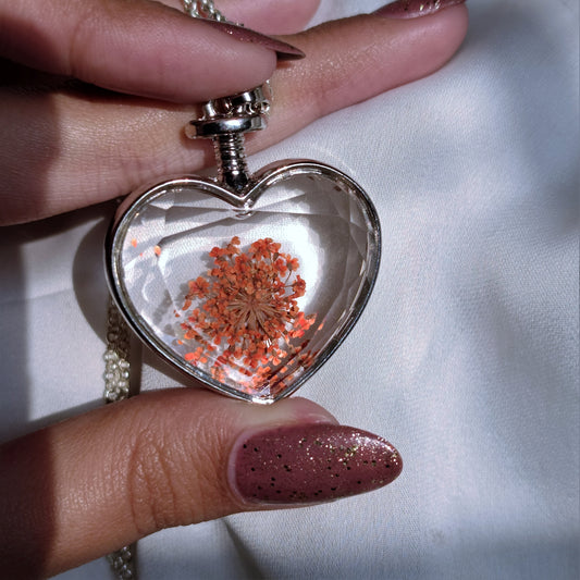 Heart - Floral - Framed Resin Pendant