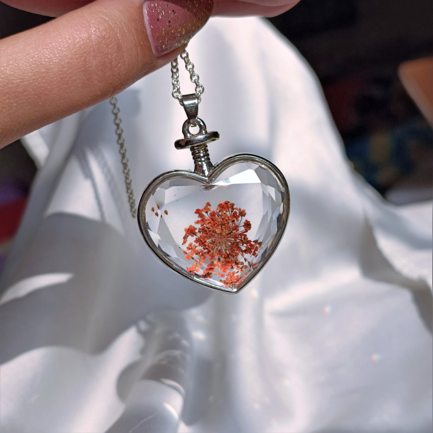 Heart - Floral - Framed Resin Pendant