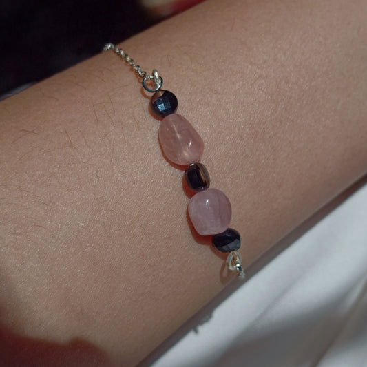 Amazonite - Pearl - Rose Quartz - Black Onyx - Tumbled - Stone Bracelet
