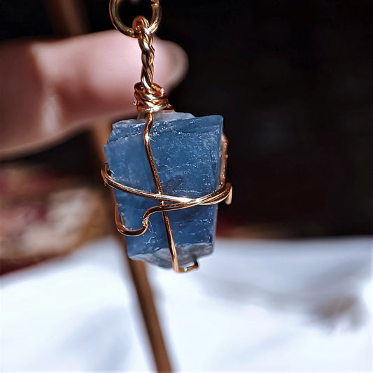 Ocean Blue Fluorite - Dangle - Raw - Stone Earrings