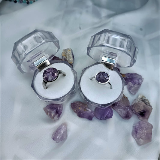 Crushed Amethyst - Couple Rings