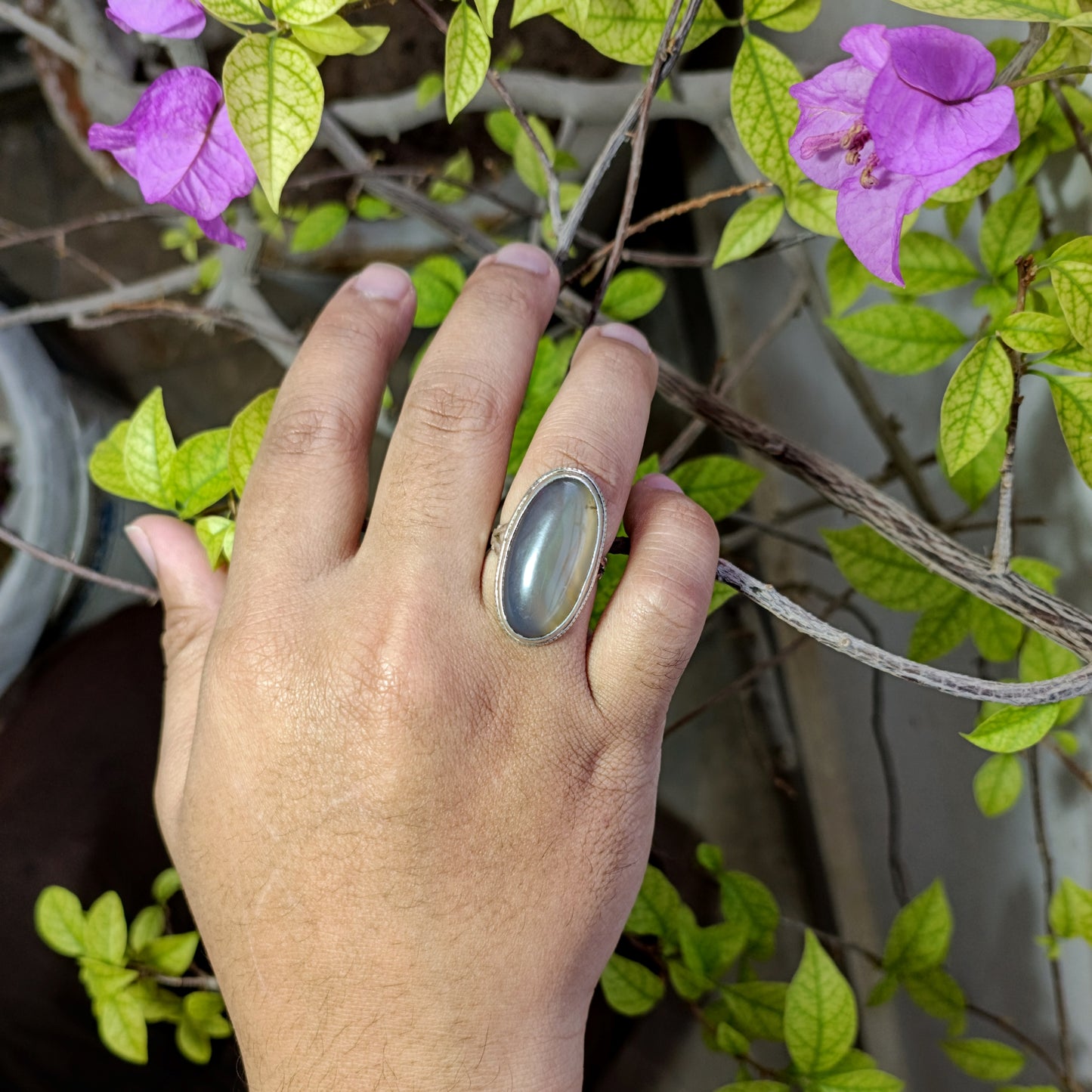 Sulemani Aqeeq - Silver 925 - Men's - Pure Chandi - Stone Ring