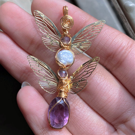 Amethyst & Pearl - Fairy Necklace