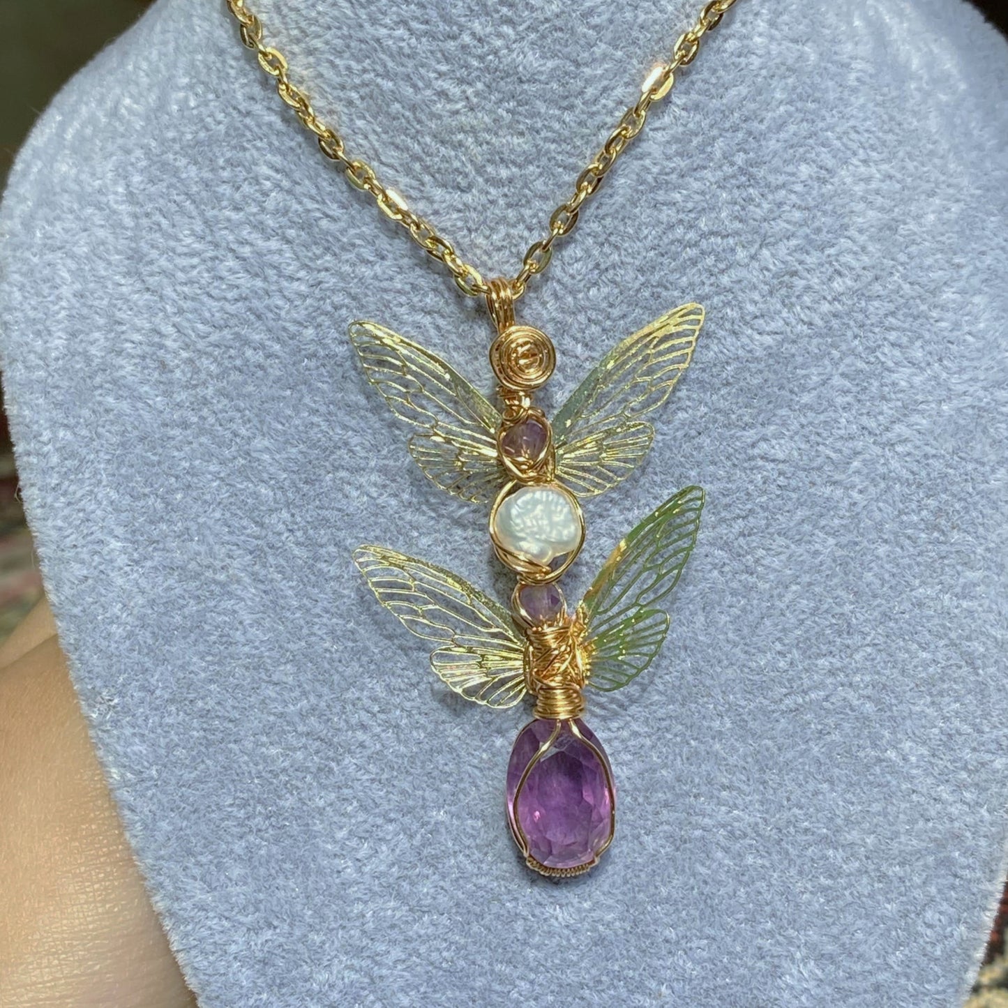 Amethyst & Pearl - Fairy Necklace